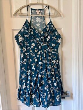 Mossimo Supply Co. Floral Teal Sun Dress - L